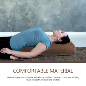 Yoga Throw Pillow Cylinder Cotton Linen Lumbar Pillow Multipurpose Yoga Accessory Cushion for Beginners Meditation Leg Support