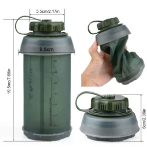 D9 750ml Collapsible TPU Water Bottle Durable Lightweight Water Kettle Camping Backpacking Hiking Climbing Water Bottle Kettle