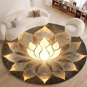 Lotus Shaped Printed Circular Floor Mat Carpet Cushion Yoga Meditation Cushion Circular Carpet Home Decoration